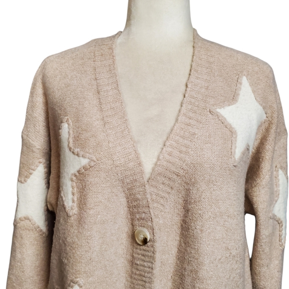 Threaded Leaf Womens Star Patterned Button Down S… - image 3